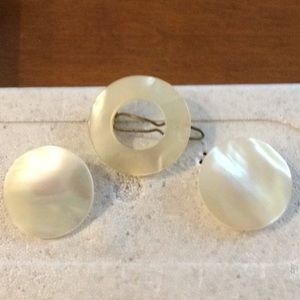 Vintage abalone hair pin and matching earrings